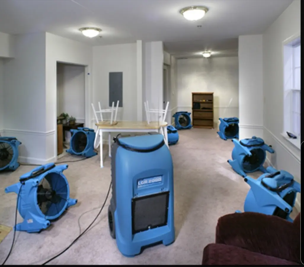 Air movers and dehumidifier setup for Water Damage Restoration in Daytona Beach Shores